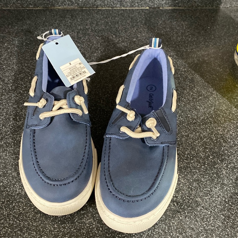 Kids' Reece Boat Shoes - Navy Blue -Cat & Jack Size 2